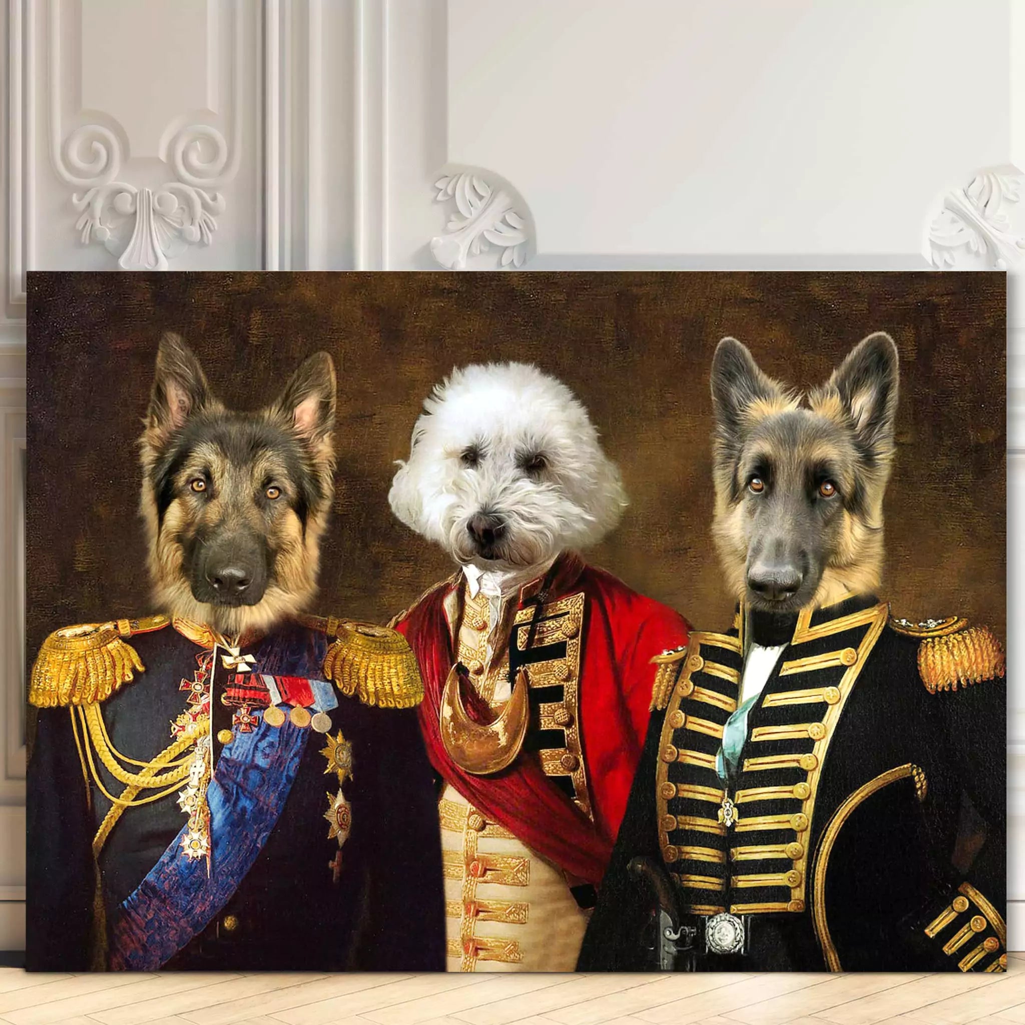 3 Pets - Custom Vintage Pet Portrait - Lola & Pops