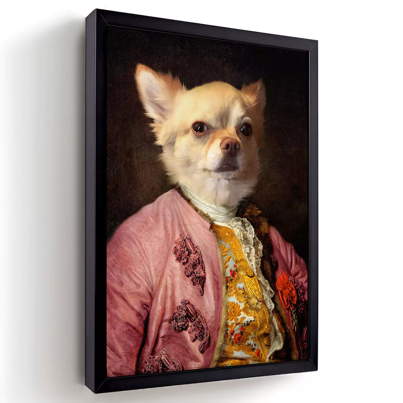 Aristocrat dog portrait in a black frame