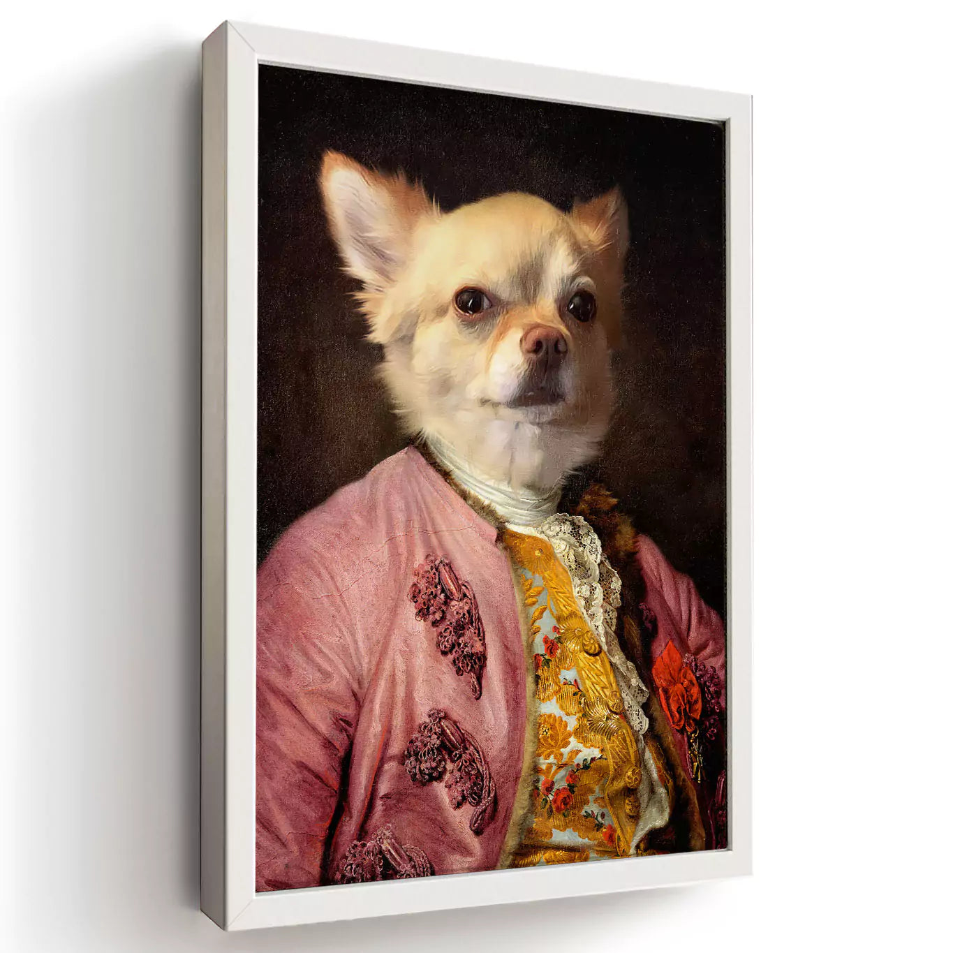 Aristocrat dog portrait in a white frame