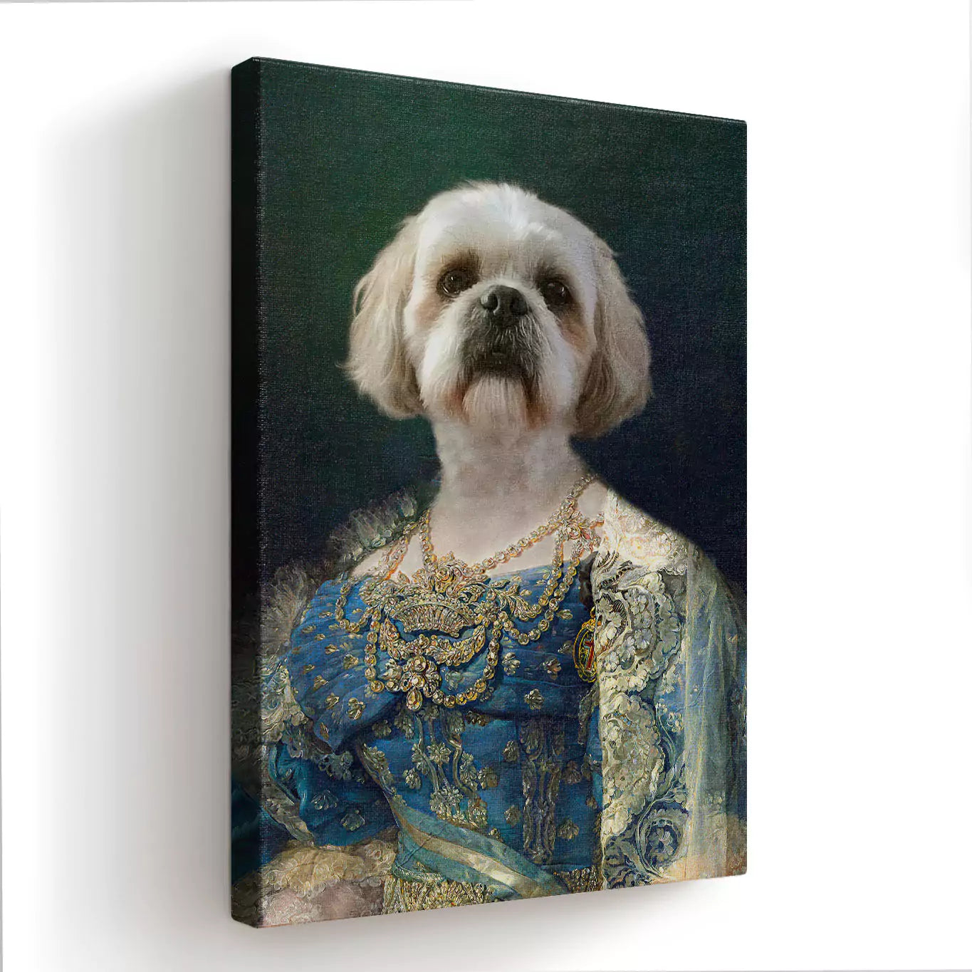 Diamond Queen dog portrait canvas