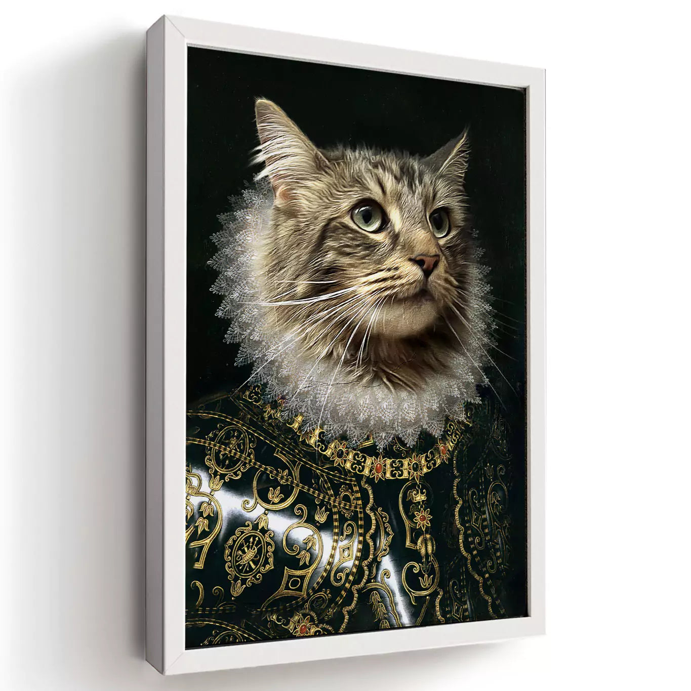 Duke cat portrait in a white frame