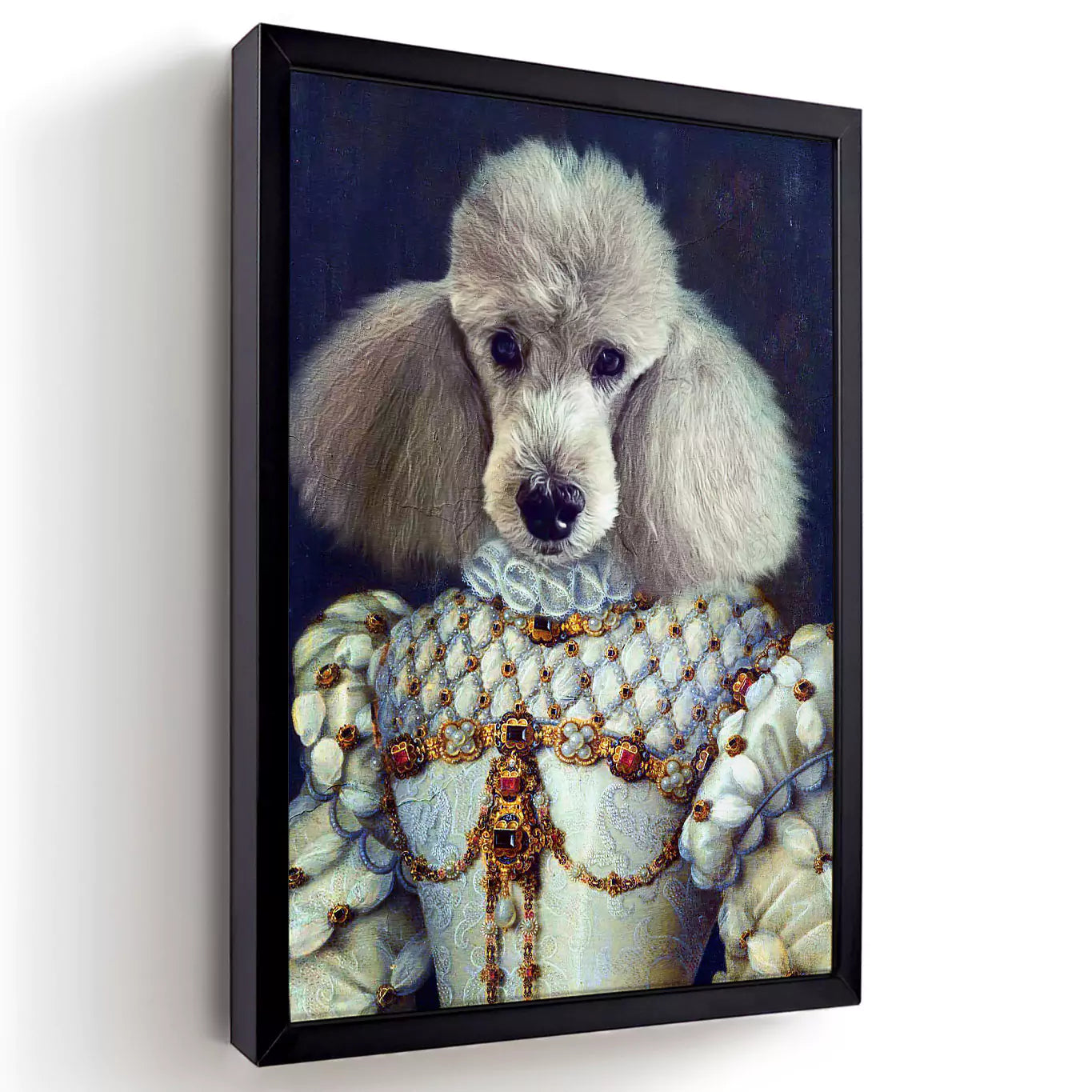 Empress dog portrait in a black frame
