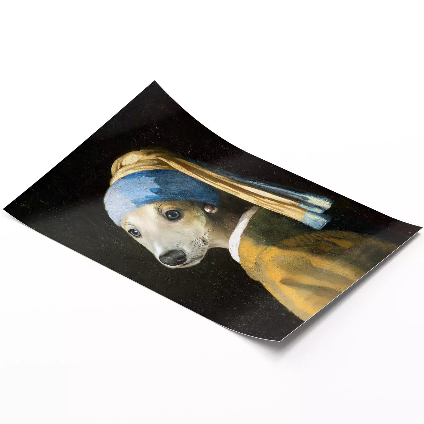 girl with a pearl dog portrait unframed