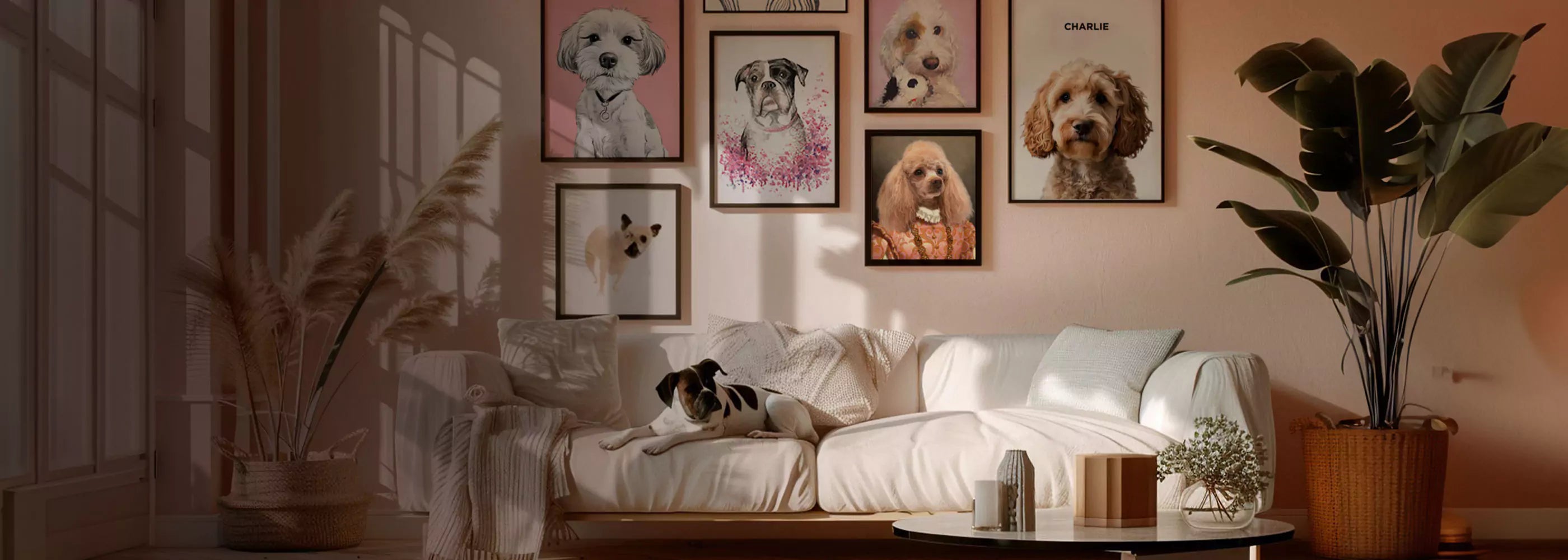 custom pet portrait banner Lola & Pops