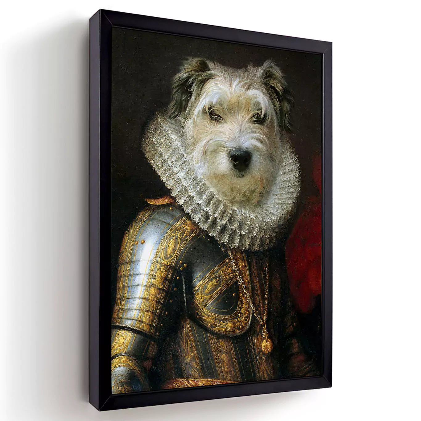 marquis dog in a black frame