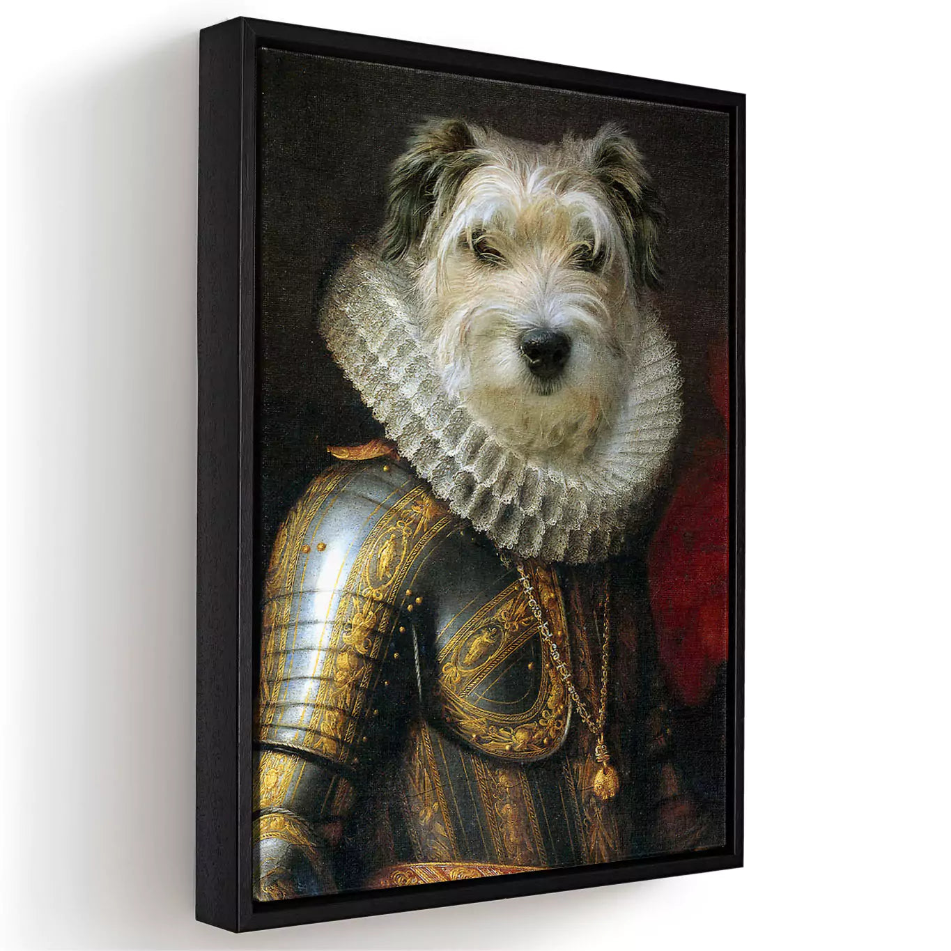 marquis dog in a black frame