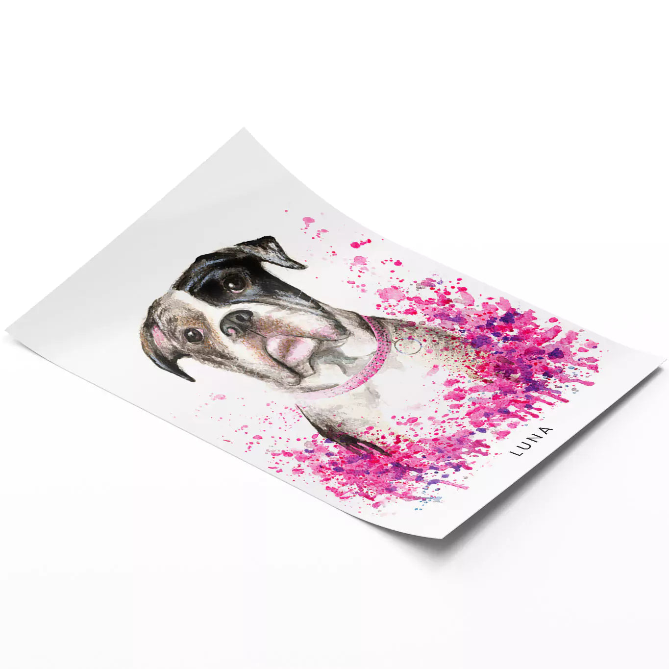 watercolour splash pet portrait unframed