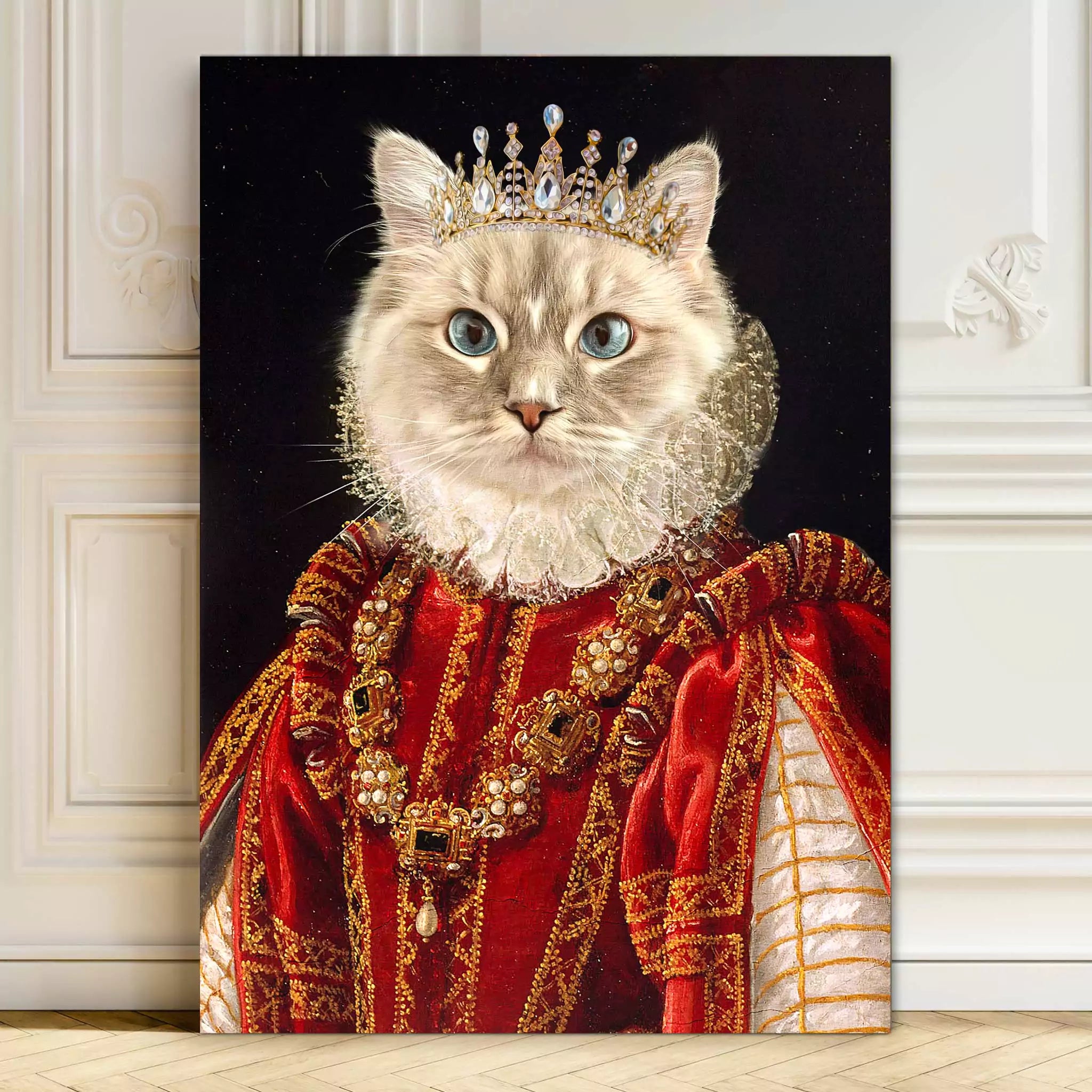 Queen in Red - Custom Vintage Pet Portrait - Lola & Pops