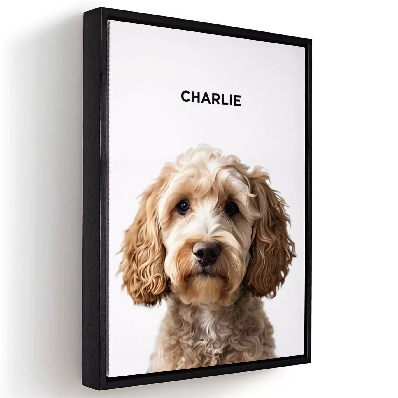 modern pet portrait with a canvas frame