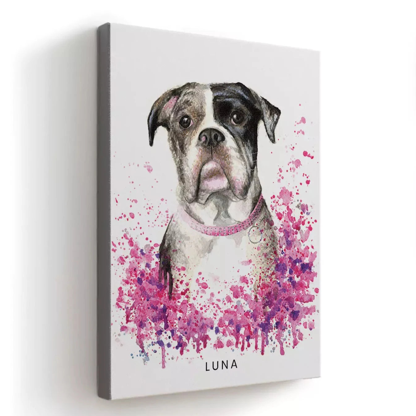 watercolour splash pet portrait canvas