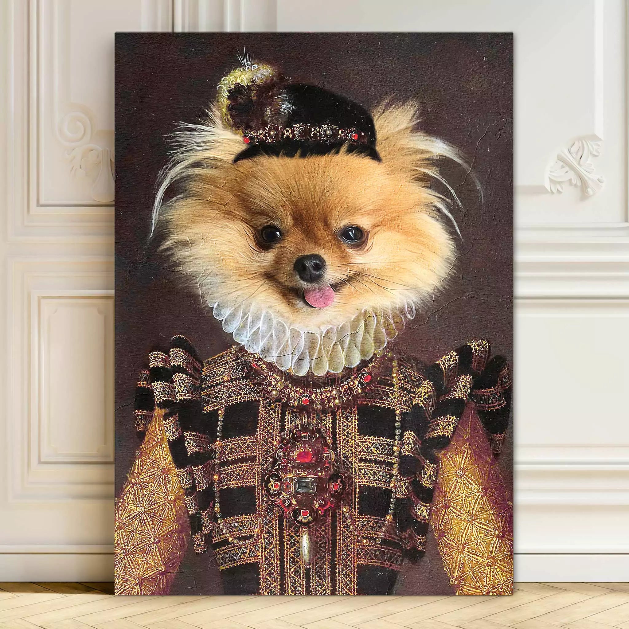 Personalised dog portrait Renaissance pet portrait Queen